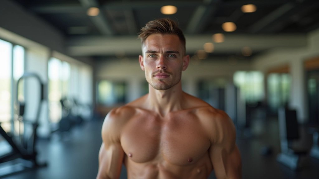 Atleta em sessão de treino intenso com alimentos nutritivos em primeiro plano